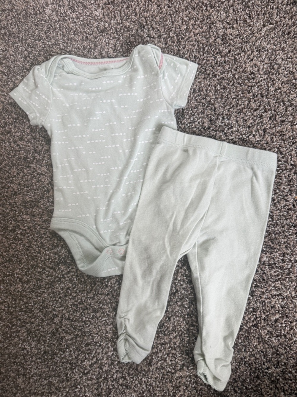 cloud island Mint Green Matching set Baby Girl Size 0-3 Months